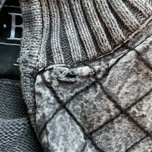 Buckle Black Label Full Zip Sweater Jacket Quilted Mottled Gray Mock Neck XL - Picture 5 of 9